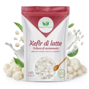 Busta di granuli di kefir di latte Natural Probio, coltura di avviamento con granuli vivi e schizzo di latte