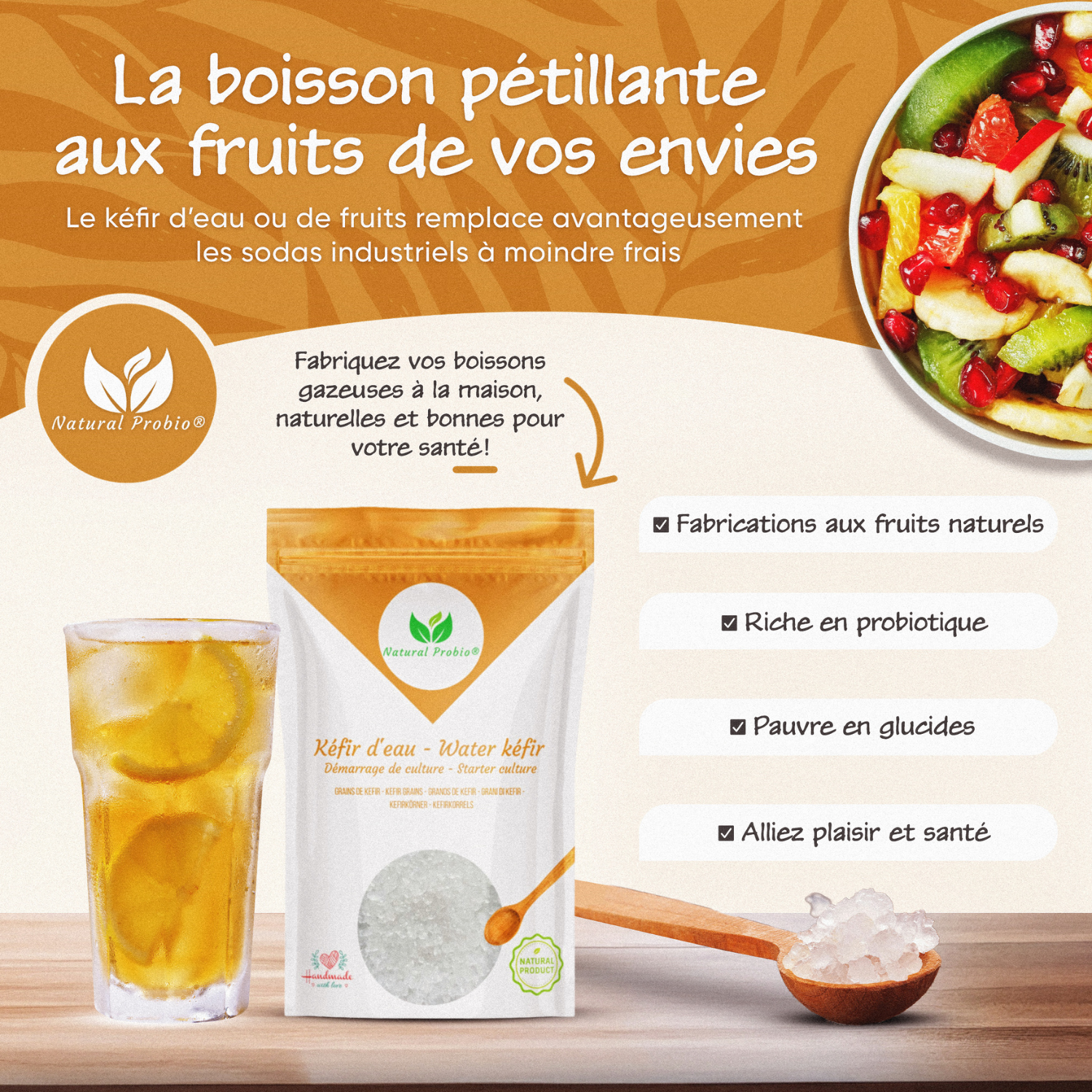 Grains de kéfir d’eau vivants - Natural Probio