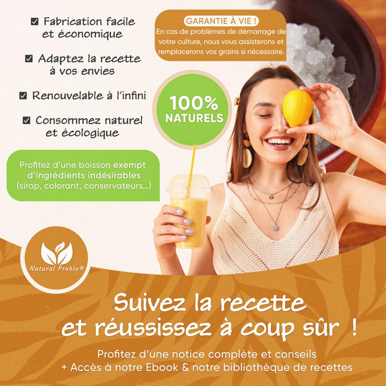 Grains de kéfir d’eau vivants - Natural Probio