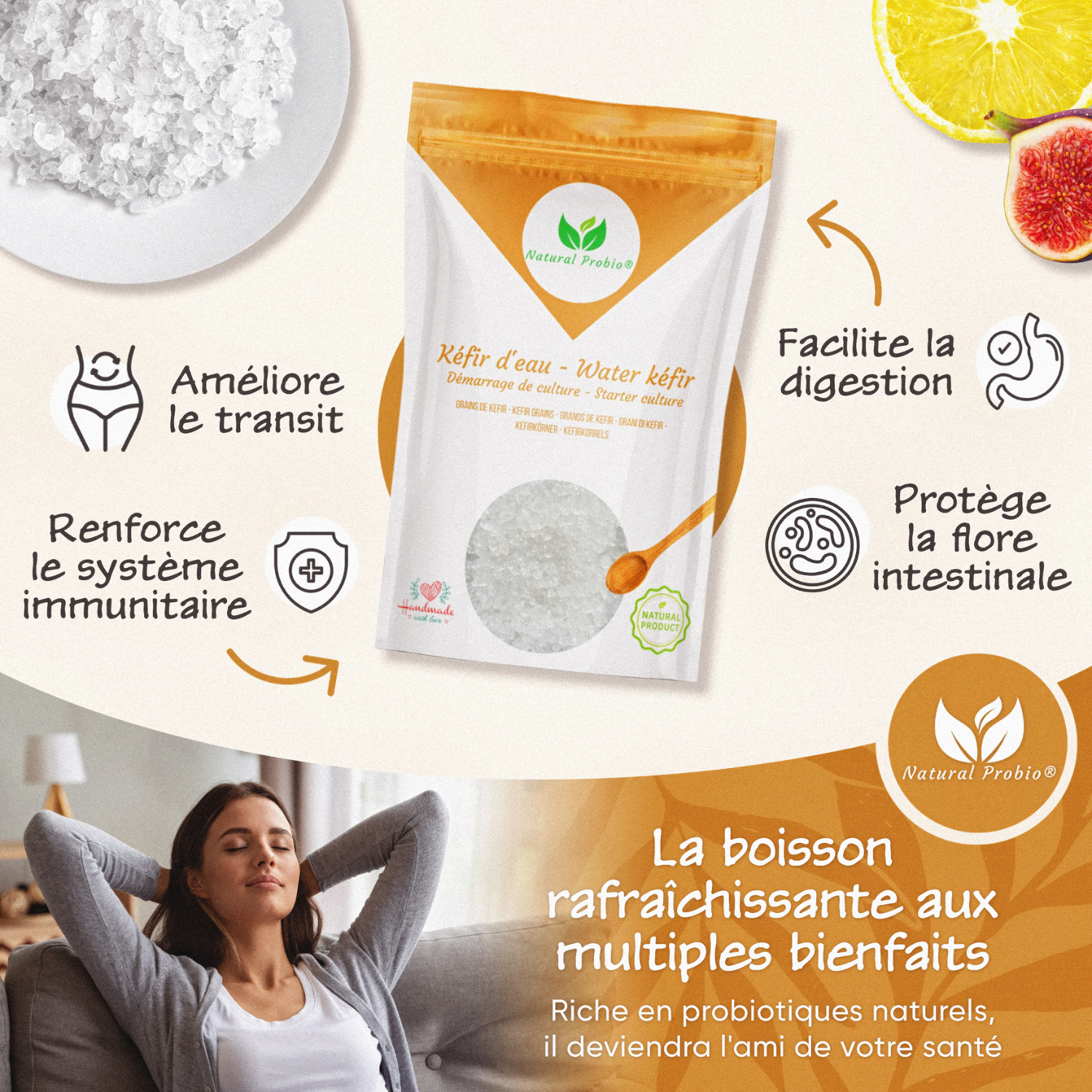 Grains de kéfir d’eau vivants - Natural Probio