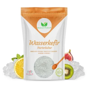 Beutel Wasserkefir Starterkultur von Natural Probio mit lebenden Kefirkristallen, Zitrone, Feige und Kiwi