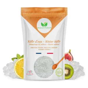 Sachet de grains de kéfir d'eau Natural Probio avec grains translucides, citron, kiwi et figue, culture de démarrage