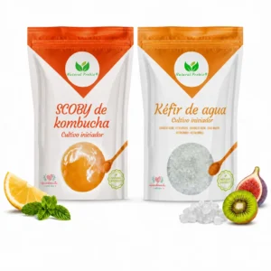 Duo kéfir y kombucha: nódulos de kéfir de agua vivos 30g y SCOBY de kombucha - Natural Probio