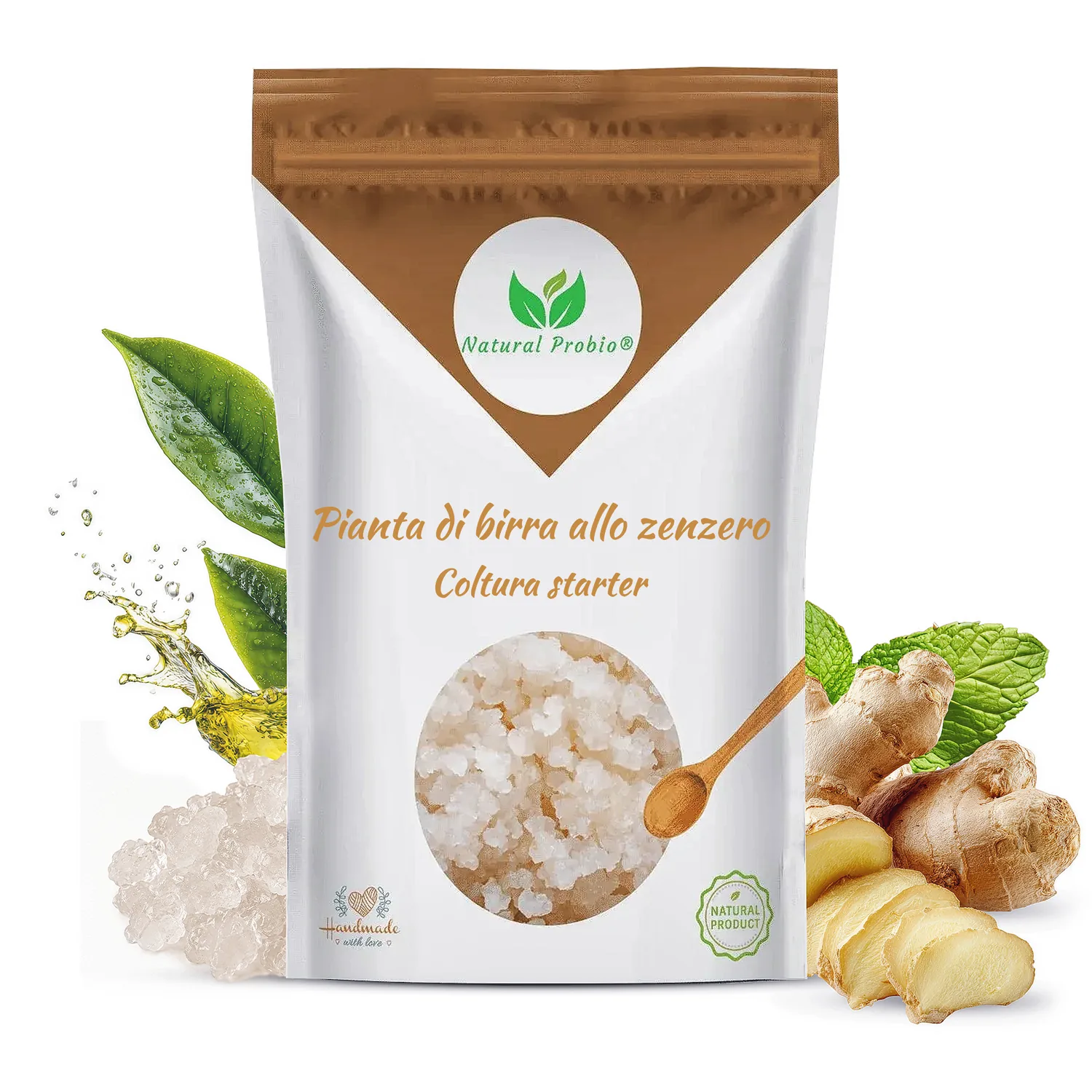 Granuli vivi di Ginger Beer Plant (GBP): la tua bibita allo zenzero analcolica fatta in casa 1 Ginger Beer Plant coltura iniziale Natural Probio con granuli vivi di ginger beer plant